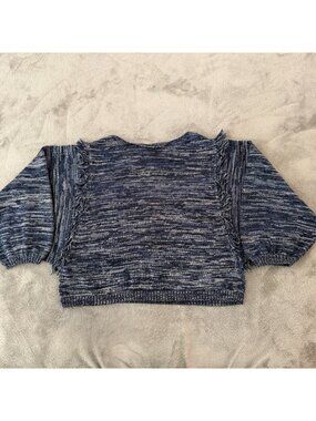 Curator SF Fringe Sweater 100% Cotton XL-2XL Blue Ethically Made Peru